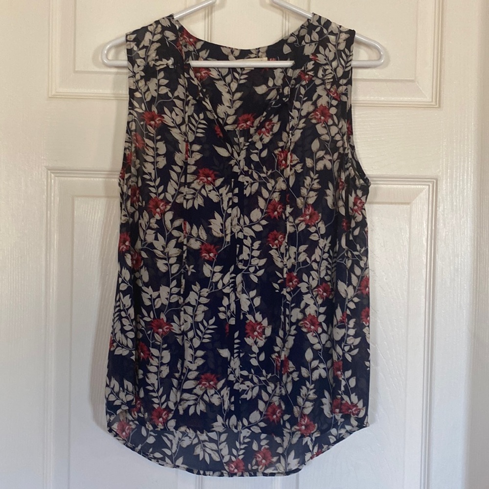 Floral Tie Neck Blouse